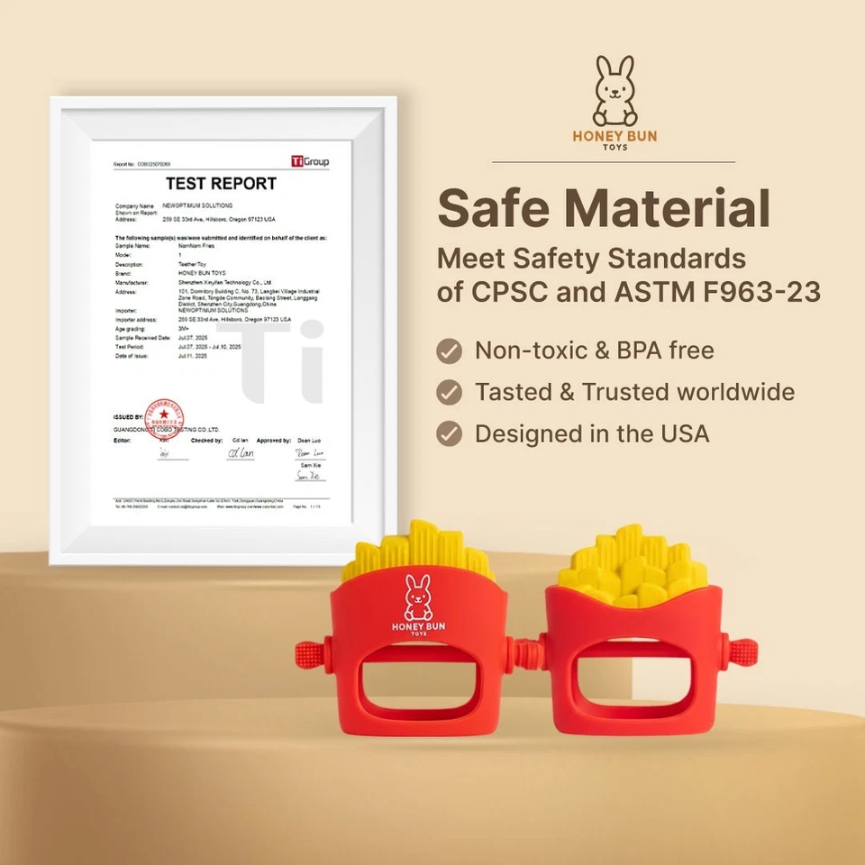 Mordedor de silicona NomNom Fries - Diseñado en EE. UU., Diseñado por papá, Libre de BPA Foto 2 de 4