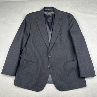 Vintage Polo Ralph Lauren Blazer Mens 46 L Blue Chalk Striped Made In USA 80s 