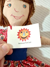 Topsy Turvy Doll Black White Caribbean Cloth Folk Doll 15"