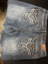 VIGOSS Juniors  BERMUDA Blue Denim Shorts Mid Rise Flap Pockets Size 15  No Tags