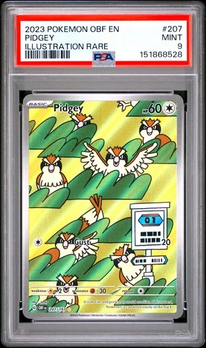 2023 POKEMON OBF EN-OBSIDIAN FLAMES ILLUSTRATION RARE #207 PIDGEY PSA 9