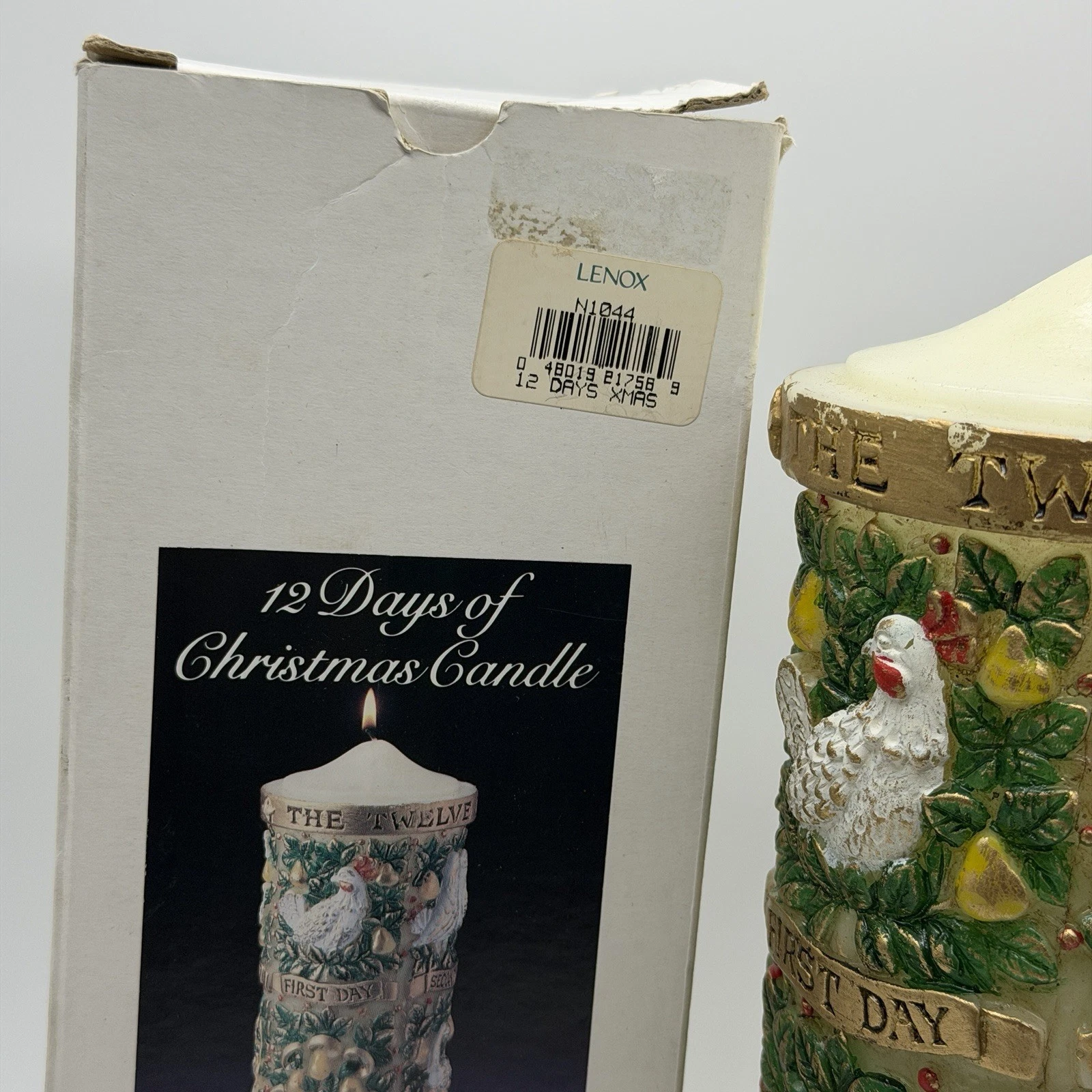 Large Candle 12 Twelve Days of Christmas Vintage Cottagecore Partridge Birds - product detail image 4