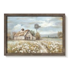 Barn Framed Wall Art Decor: Rustic Farmhouse 16"L x 11"W Farmhouse picture
