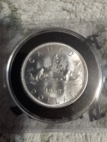 1962 Canada Silver Dollar Brilliant Uncirculated Proof Like Very Bright Shiny