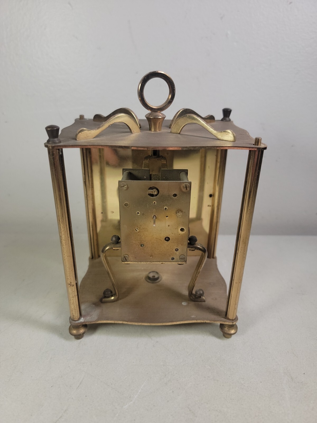 VINTAGE KOMA ANNIVERSARY CLOCK MOVEMENT & BRASS CASE PARTS OR REPAIR