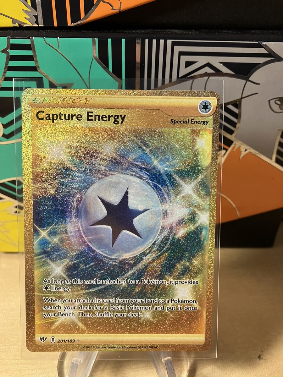 Pokemon Capture Energy 201/189 Darkness Ablaze Gold Full Art Secret Rare  NM/M