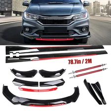 Front Bumper Lip Spoiler Splitter Side Skirt For Honda Accord Gloss Black +Red