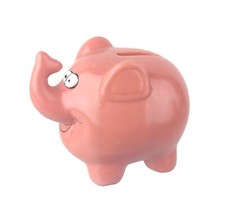 Small Greenbrier Ceramic Pink Elepig Elephant Pig Piggy Coin Bank 5" Long CUTE!!