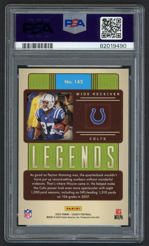 2023 PANINI LEGACY REGGIE WAYNE #142 RED 242/299 SP COLTS POP 1 PSA 7 NEAR MINT - Image 2 of 2