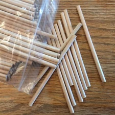 100 Small Hard Maple Wood Dowels 7/32" Dia by 4.75" Long