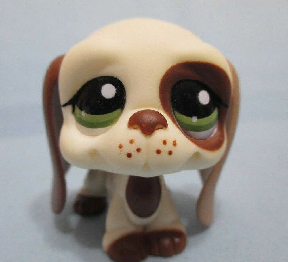 Littlest Pet Shop White Brown Cream Dog Basset Hound 1594 Authentic LPS MINT!