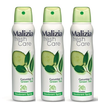 Malizia Fresh Care Cucumber & GreenTea   24h Invisible Deodorant Spray 3 x 150ml