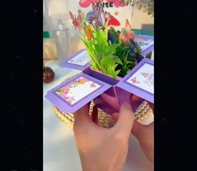 3D Pop Up Flower Birthday card, Butterfly Bouquet happy birthday card - Image 4 of 4