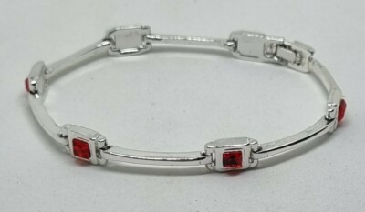 Wunderschönes Armband Eves Rocher rot Strass silberfarben