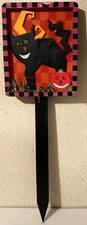 Halloween Whimsy BLACK CAT Yard Garden Stake  30" Tall - New  Outdoor Decor 