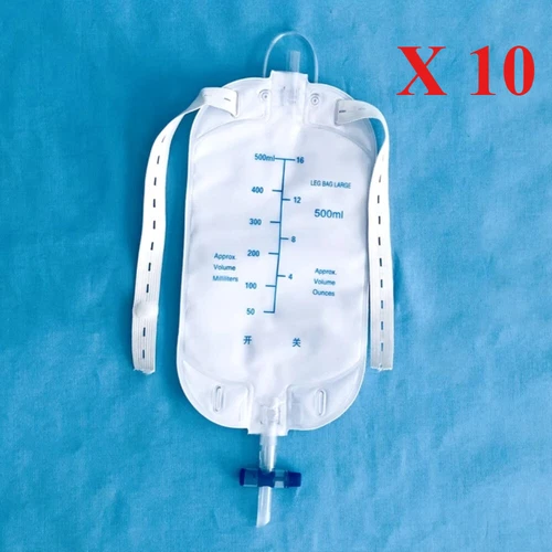 2/5/10Pcs Men Urinary Drainage Bag 500ml Easy-Tap Leg Bag with Anti-Reflux Valve - Picture 8 of 11
