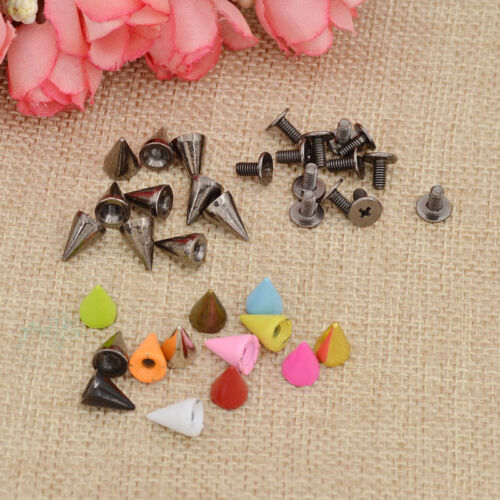 7mm Metal Bullet Spikes Studs Rivets Cone Screwback Alloy Leathercraft 10 Pcs - Picture 1 of 18