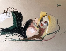 French Modern Figure Woman Boudoir Pastel Painting 9x12 Original Signed 2025