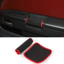 Red Inner Door Pull Handles Grab Protector Cover for Dodge Challenger 2009-2014
