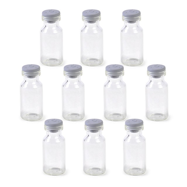 10 Pcs 2ml Small Empty Sample Vial Clear Glass Bottles Butyl Rubber