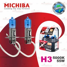 2x H3 12V 453 5000K WHITE MICHIBA Headlight Bulbs Globes Xenon Lamps 55W PK22s