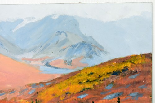 16" Oil Painting Panel Mountain Scene Bluebird Landscape Candace McCall - Picture 3 of 4