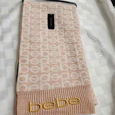 bebe Pink & Gold Embroidered Letters Scarf NWT