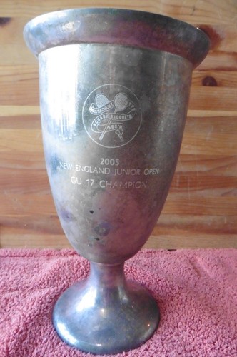 US Squash Racquet Asc. Trophy MA New England Junior Open 2005 Champ Silverplated