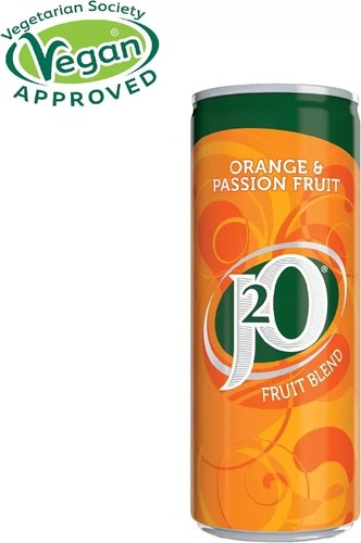 J2O Fruit Juice, Orange and Passion Fruit, 250ml Cans (Pack of 12) - Picture 2 of 6