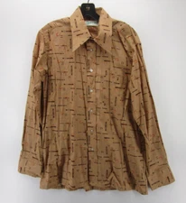 VINTAGE Gino Paoli Shirt Men Large Brown Button Down Equestrian Horses 90s 80s