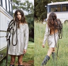 SPELL & THE GYPSY Gold Bond Girl Mini Sequin Dress Size Extra Small