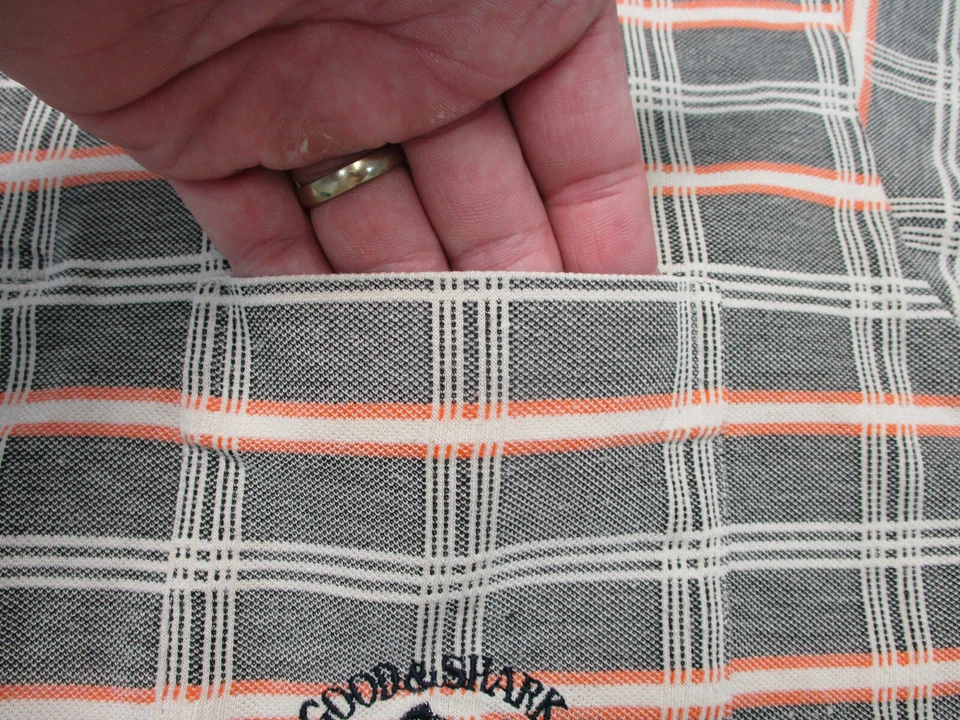 Camisa Polo Good & Shark Grande Gris A Cuadros Informal Bolsillo Logo Rugby Clásica Para Hombres Foto 4 de 4