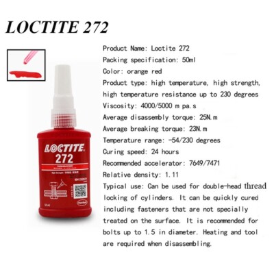 10 Bottles 272 Red Threadlocker High Strength 50ml FREE SHIPPING & TRACKING