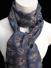 hochwertiger Herren Seidenschal Paisley Karo grau braun 100% Seide Schal  899