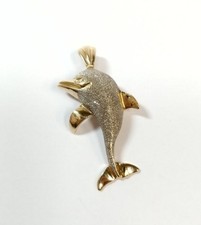 14k Yellow and White gold Dolphin Pendant
