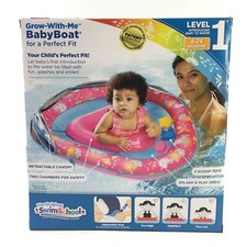 Swim School Perfect Fit Baby Boat Pool Float Adjustable Seat Canopy Level 1 NEW