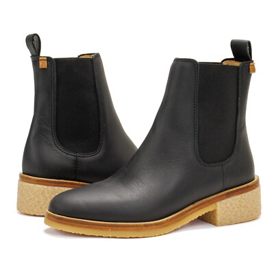 Women's El Naturalista Irati Black Leather Chelsea  Casual Boots New