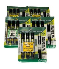 Pilot V Board Master Dry Erase Markers Black Pack of 3 With 2 Refills Lot Of 5