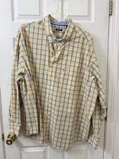 Izod Men's Long Sleeve Dress Shirt Yellow Blue 3XB Big Tall Button Down Plaid