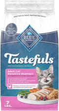 Tastefuls Adult Dry Cat Food Sensitive Stomach Formula, Made in the USA with Nat
