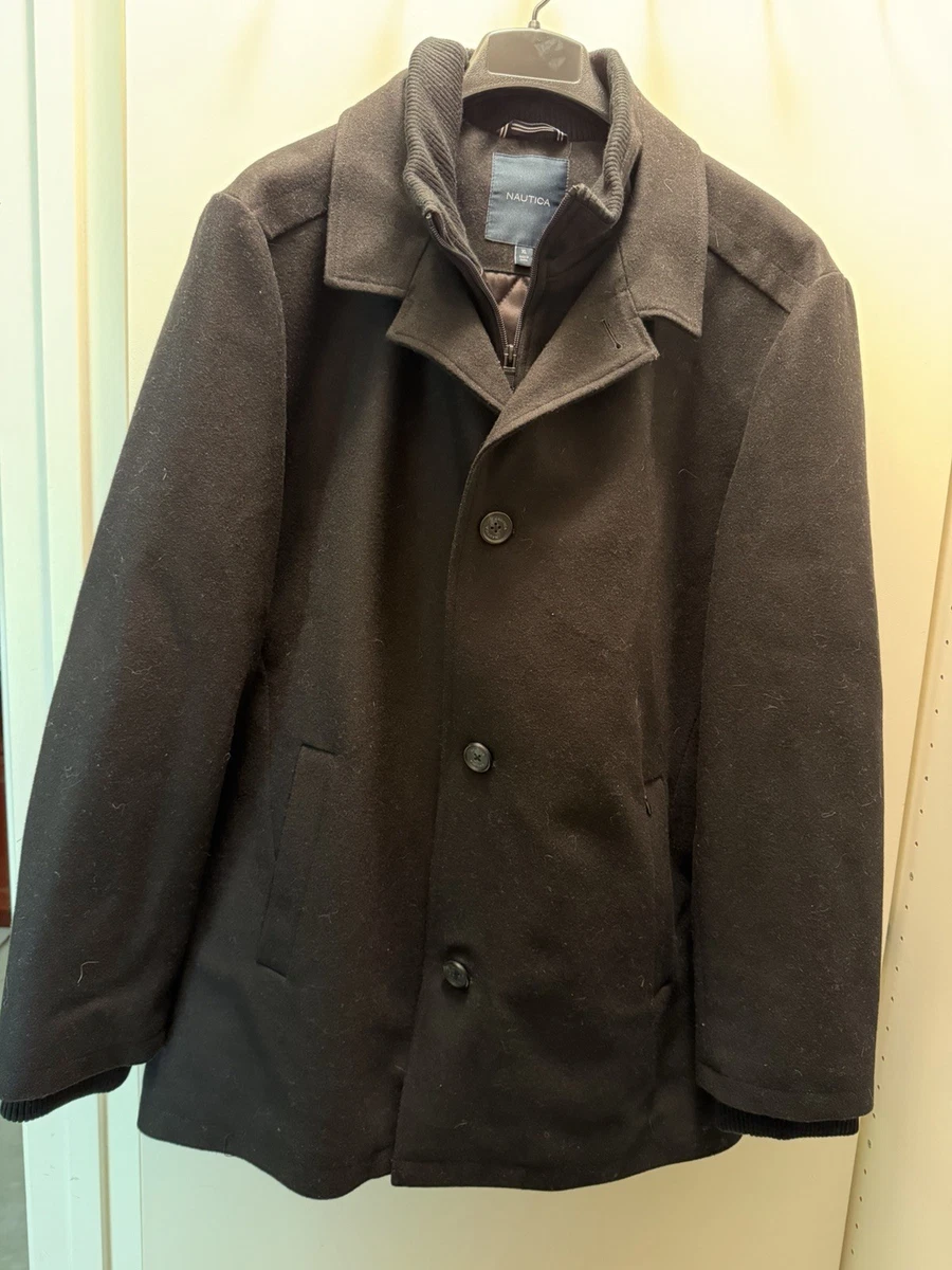Nautica Men's Wool Blend Peacoat – Double-Breasted Winter Coat