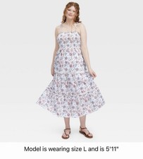 ROLLER RABBIT x TARGET - Medium - SKETCH FLORAL TIERED MAXI DRESS - LIGHT BLUE