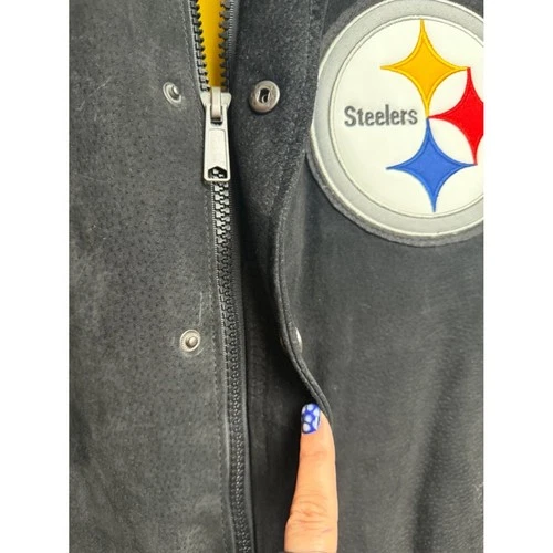 NFL Pittsburgh Steelers Suede Varsity Jacket NWT XL Vintage Style Streetwear image 8