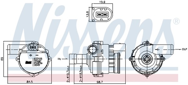 Zusatzwasserpumpe (KüHlwasserkreislauf) Nissens 832169 Kunststoff 12V FüR Opel 3-image
