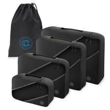 4 Piece Packing Cubes Travel Luggage Organizer Set w/ Laundry Bag - Black