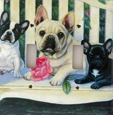 French Bulldog double Toggle light switch plate, made in USA