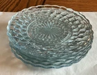 Anchor Hocking Blue Bubble Glass Salad Dessert Plates Set Of 6  6.5” Vintage