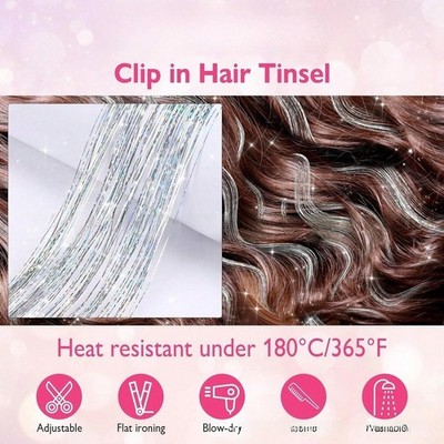 Clip In Kunsthaar Extensions 50cm für Perücken mit Gold Silber Magenta Azure