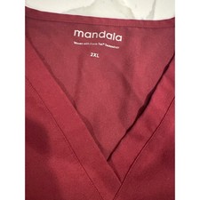 Mandala Burgundy Scrub Set Equa-Tek V-Neck Top 2XL Petite XL Pants Wine Red