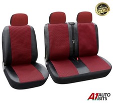 2+1 PU Leder- Und Rote Premium Stoff Sitzbezüge Für Peugeot Expert Boxer